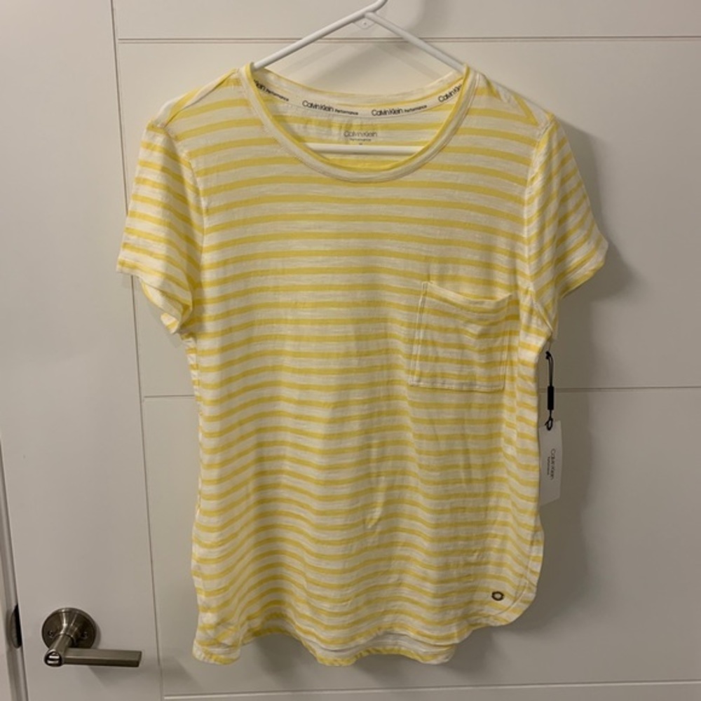 Calvin Klein Yellow‎ Striped TShirt Cotton
